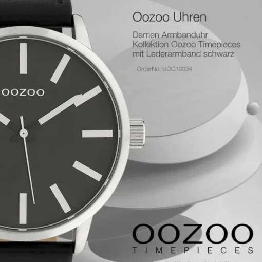 Oozoo Damen Armbanduhr Timepieces Analog Leder schwarz UOC10034