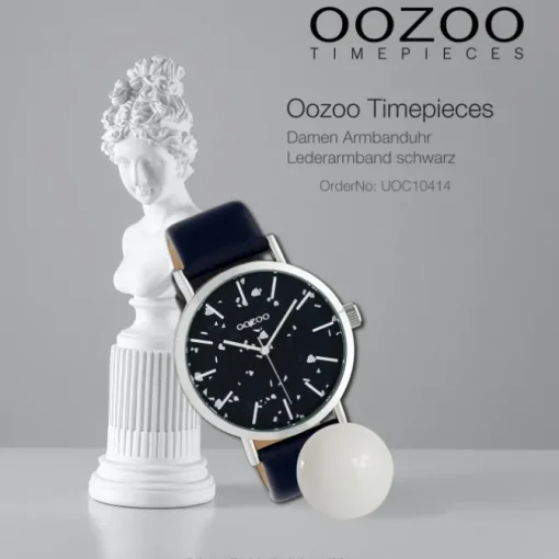 Oozoo Damen Armbanduhr Timepieces Analog Leder schwarz UOC10414