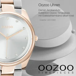 Oozoo Damen Armbanduhr Timepieces C10964 Analog Edelstahl silber-rosé UOC10964