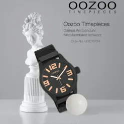 Oozoo Damen Armbanduhr Timepieces Analog Metall schwarz UOC10734
