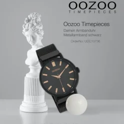 Oozoo Damen Armbanduhr Timepieces Analog Metall schwarz UOC10736