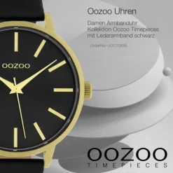 Oozoo Damen Armbanduhr Timepieces Analog Leder schwarz UOC10838
