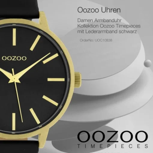 Oozoo Damen Armbanduhr Timepieces Analog Leder schwarz UOC10838