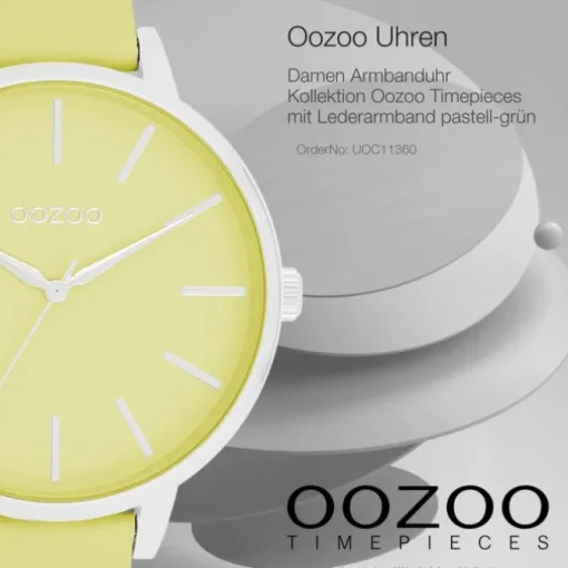 Oozoo Damen Armbanduhr Timepieces Analog Leder pastell-grün UOC11360