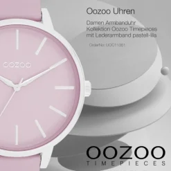 Oozoo Damen Armbanduhr Timepieces Analog Leder pastell-lila UOC11361