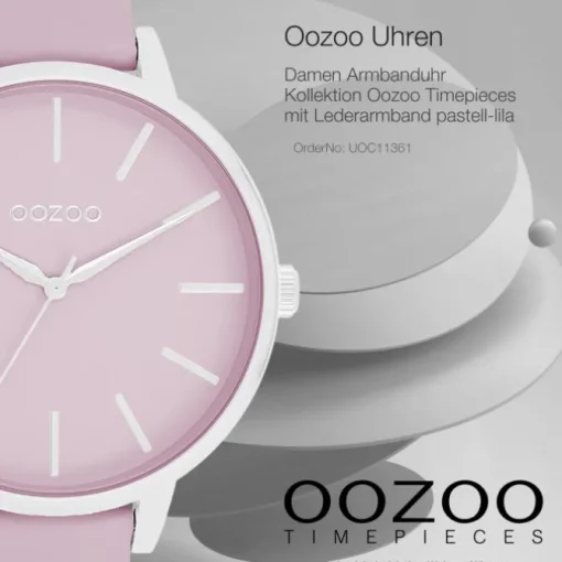 Oozoo Damen Armbanduhr Timepieces Analog Leder pastell-lila UOC11361