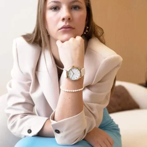 Oozoo Damen Armbanduhr Timepieces Analog Leder weiß UOC11325