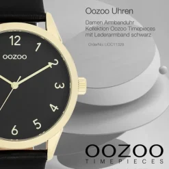 Oozoo Damen Armbanduhr Timepieces Analog Leder schwarz UOC11329