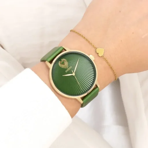 Oozoo Damen Armbanduhr Timepieces Analog Leder grün UOC11344