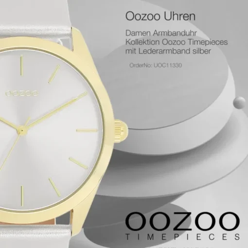 Oozoo Damen Armbanduhr Timepieces Analog Leder silber UOC11330