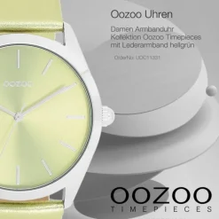 Oozoo Damen Armbanduhr Timepieces Analog Leder hellgrün UOC11331