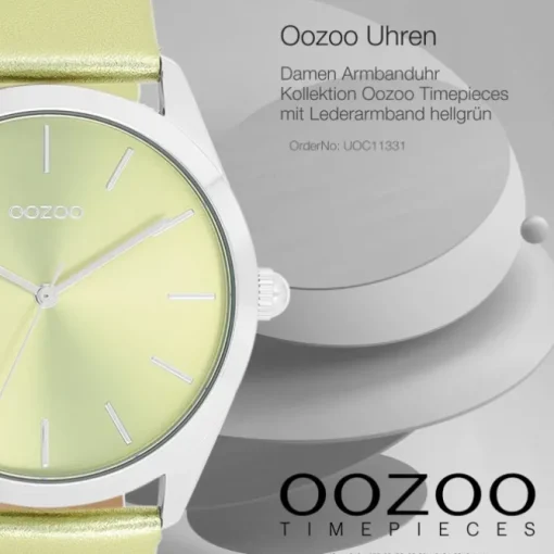 Oozoo Damen Armbanduhr Timepieces Analog Leder hellgrün UOC11331