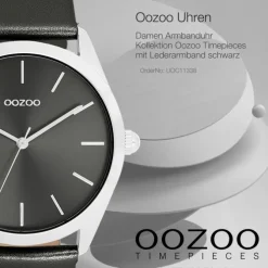 Oozoo Damen Armbanduhr Timepieces Analog Leder schwarz UOC11338
