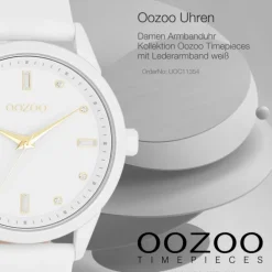 Oozoo Damen Armbanduhr Timepieces Analog Leder weiß UOC11354