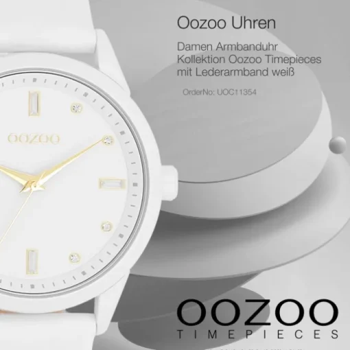 Oozoo Damen Armbanduhr Timepieces Analog Leder weiß UOC11354