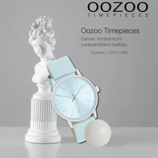 Oozoo Damen Armbanduhr Timepieces Analog Leder hellblau UOC11369