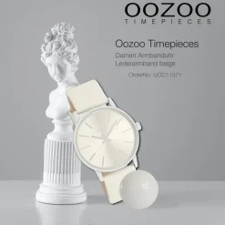 Oozoo Damen Armbanduhr Timepieces Analog Leder beige UOC11371