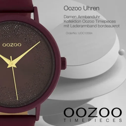 Oozoo Damen Armbanduhr Timepieces Analog Leder bordeauxrot UOC10584
