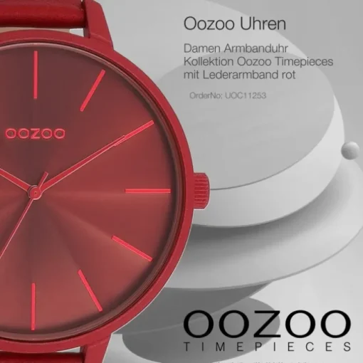 Oozoo Damen Armbanduhr Timepieces Analog Leder rot UOC11253