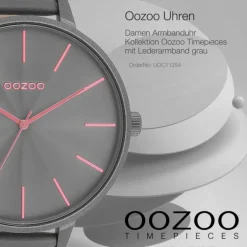 Oozoo Damen Armbanduhr Timepieces Analog Leder grau UOC11254