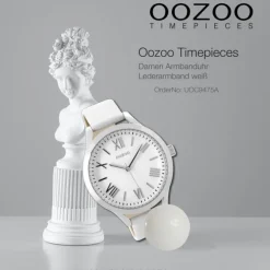 Oozoo Damen Armbanduhr Timepieces Analog Leder weiß UOC9475A