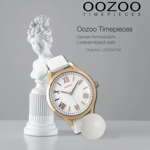 Oozoo Damen Armbanduhr Timepieces Analog Leder weiß UOC9476A