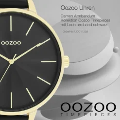 Oozoo Damen Armbanduhr Timepieces Analog Leder schwarz UOC11259