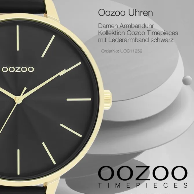 Oozoo Damen Armbanduhr Timepieces Analog Leder schwarz UOC11259