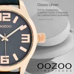 Oozoo Damen Armbanduhr Timepieces C1157 46mm Quarz Leder blau UOC1157