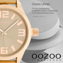 Oozoo Damen Armbanduhr Timepieces C1151 46mm Quarz Leder sand UOC1151