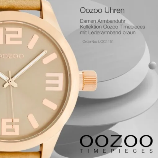 Oozoo Damen Armbanduhr Timepieces C1151 46mm Quarz Leder sand UOC1151