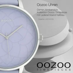 Oozoo Damen Armbanduhr Timepieces C10103 Analog Leder hellblau UOC10103