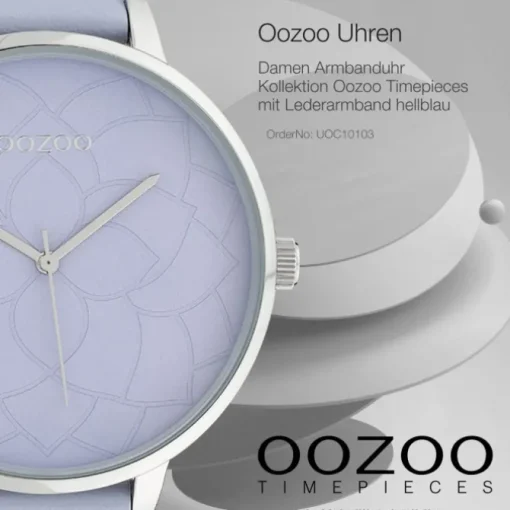 Oozoo Damen Armbanduhr Timepieces C10103 Analog Leder hellblau UOC10103