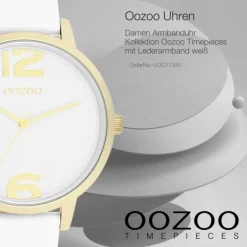 Oozoo Damen Armbanduhr Timepieces Analog Leder weiß UOC11340