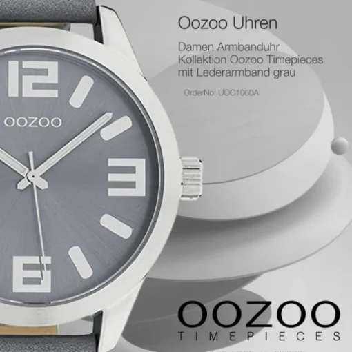 Oozoo Damen Armbanduhr Timepieces C1060 Analog Leder grau UOC1060A