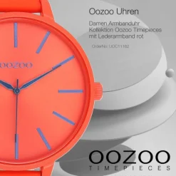 Oozoo Damen Armbanduhr Timepieces Analog Leder rot orange UOC11162