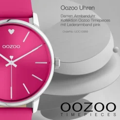 Oozoo Damen Armbanduhr Timepieces C10989 Analog Leder pink UOC10989