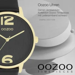 Oozoo Damen Armbanduhr Timepieces Analog Leder schwarz UOC11239