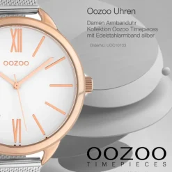 Oozoo Damen Armbanduhr Timepieces C10133 Quarz Stahl silber UOC10133