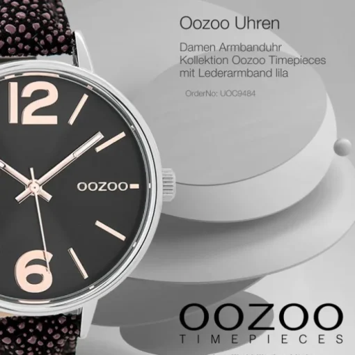 Oozoo Damen Armbanduhr Timepieces C9484 38mm Leder lila schwarz UOC9484