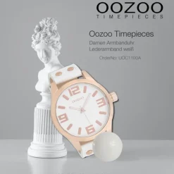 Oozoo Damen Armbanduhr Timepieces Analog Leder weiß rosegold UOC1100A
