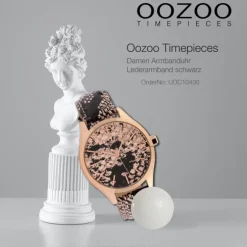 Oozoo Damen Armbanduhr Timepieces Analog Leder schwarz hellbraun UOC10430