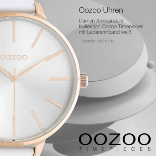 Oozoo Damen Armbanduhr Timepieces C10710 Analog Leder weiß UOC10710
