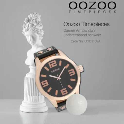 Oozoo Damen Armbanduhr Timepieces Analog Leder schwarz UOC1109A