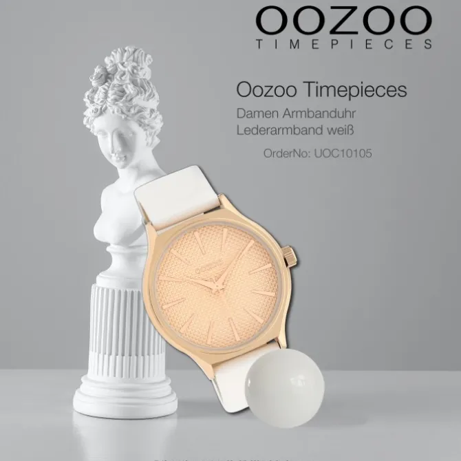 Oozoo Damen Armbanduhr Timepieces Analog Leder weiß UOC10105