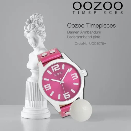 Oozoo Damen Armbanduhr Timepieces Analog Leder pink UOC1078A