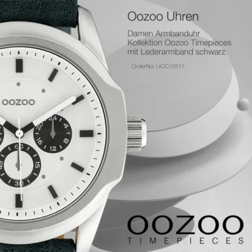 Oozoo Damen Armbanduhr Timepieces Analog Leder schwarz UOC10317