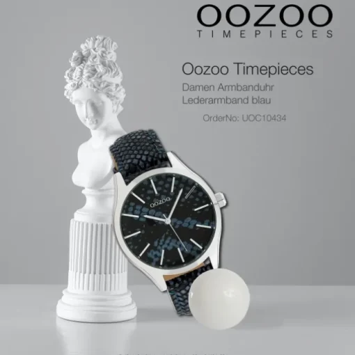 Oozoo Damen Armbanduhr Timepieces Analog Leder blau schwarz UOC10434