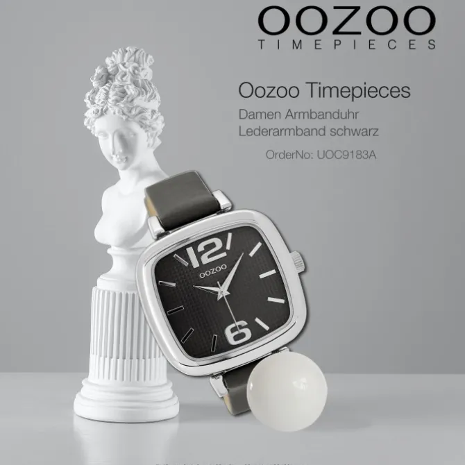Oozoo Damen Armbanduhr Timepieces Analog Leder schwarz UOC9183A