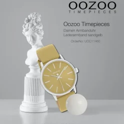 Oozoo Damen Armbanduhr Timepieces Analog Lederband sandgelb beige UOC11460